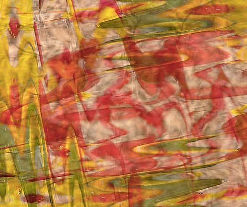 Yellow-green and red abstract Art Print
